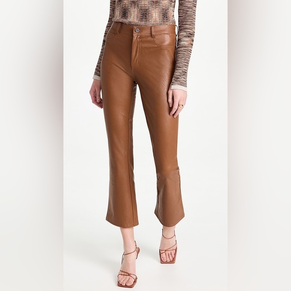 Paige Claudine Ankle Flare Jeans Faux Leather in Dark Argan size 27 - Picture 4 of 14